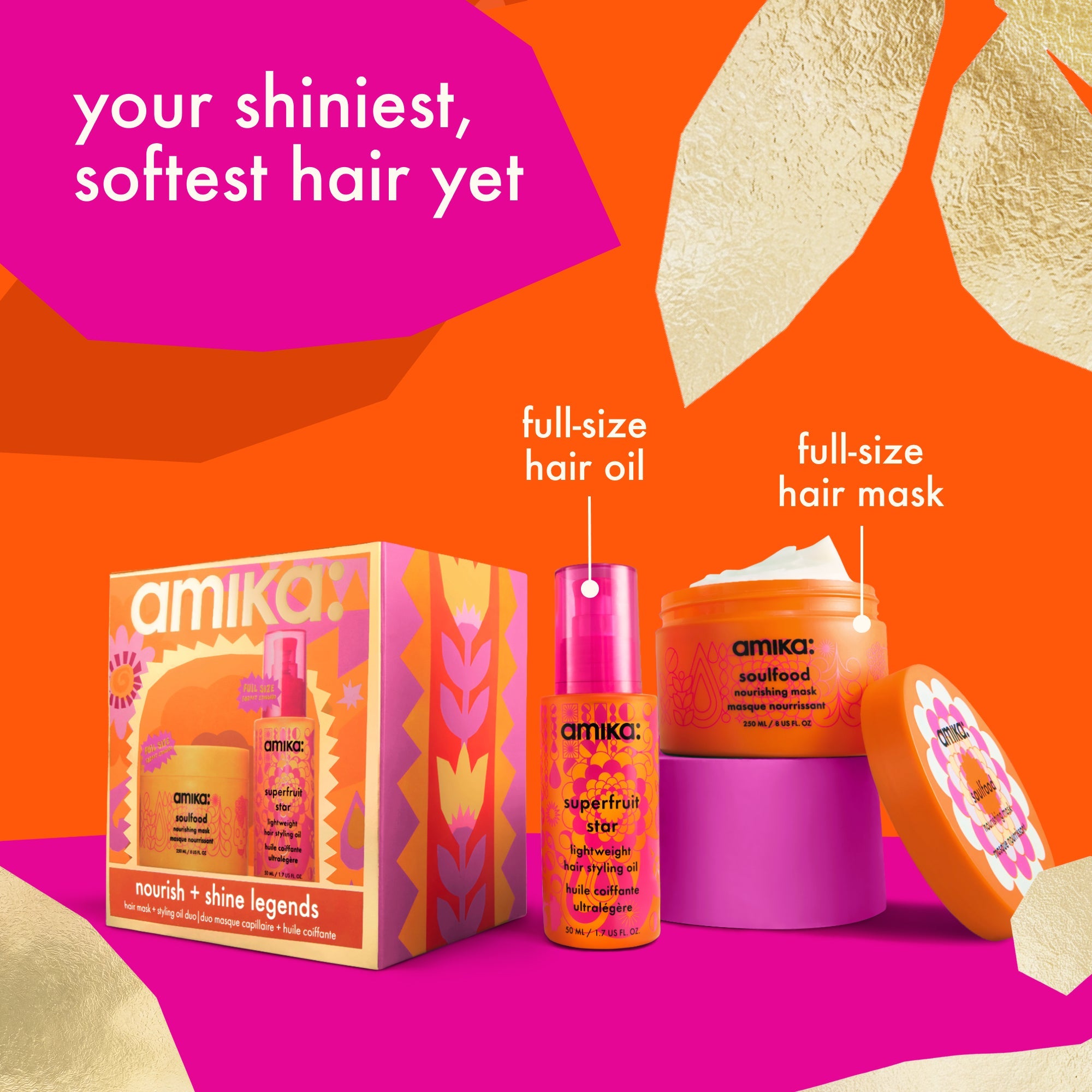 nourish + shine legends | mask + hair oil set