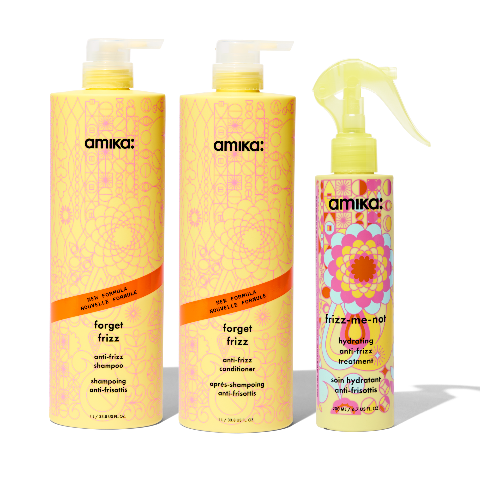 super-sized frizz fighters set | anti-frizz shampoo, conditioner + treatment