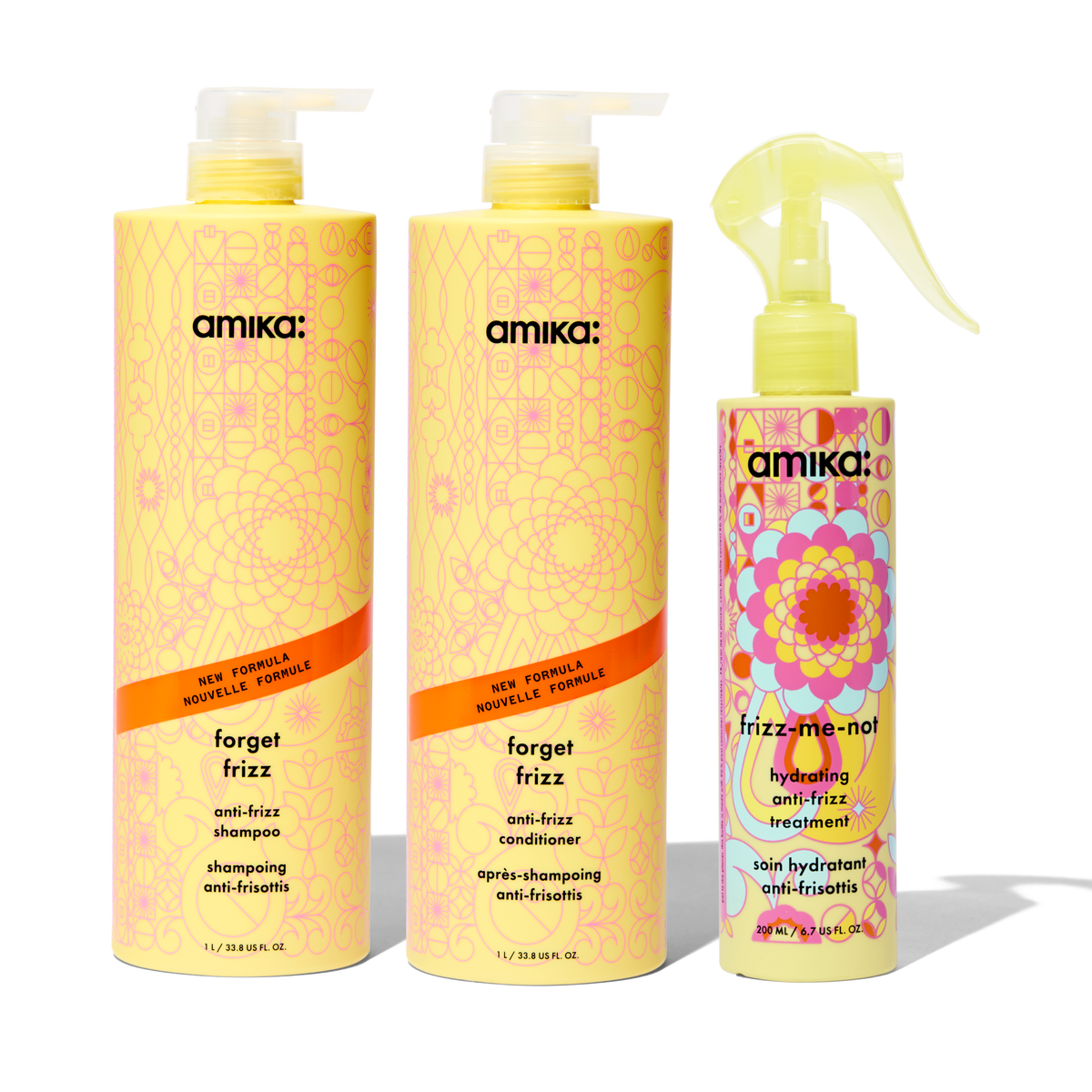super-sized frizz fighters set | anti-frizz shampoo, conditioner + treatment