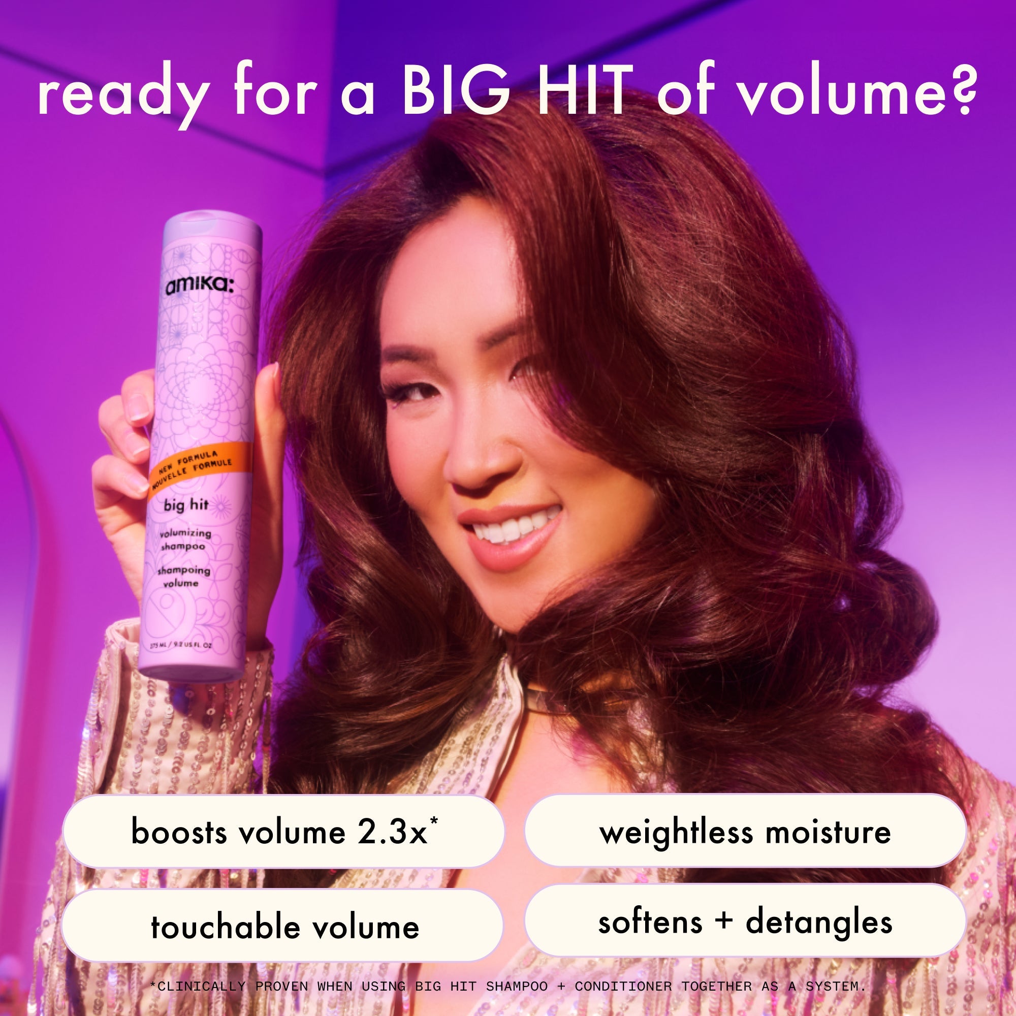 super-sized iconic volume bundle | big hit volumizing shampoo + conditioner + rising star volumizing spray