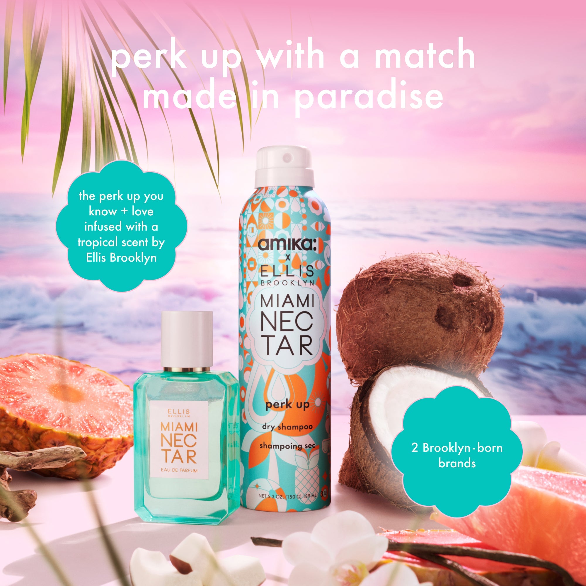 perk up dry shampoo paradise duo | limited-edition perk up x Ellis Brooklyn MIAMI NECTAR + signature scent perk up