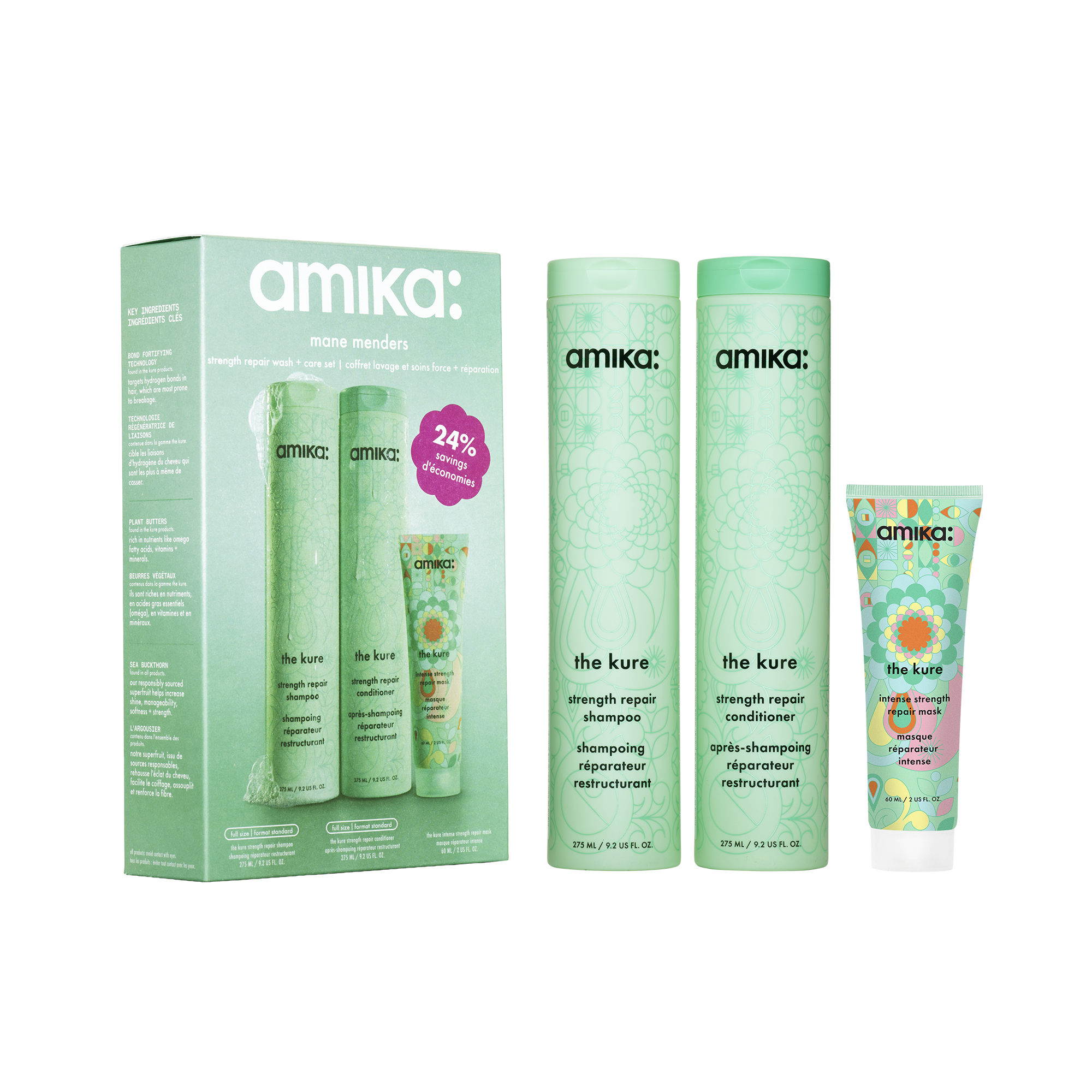 mane menders | strength repair wash + care set