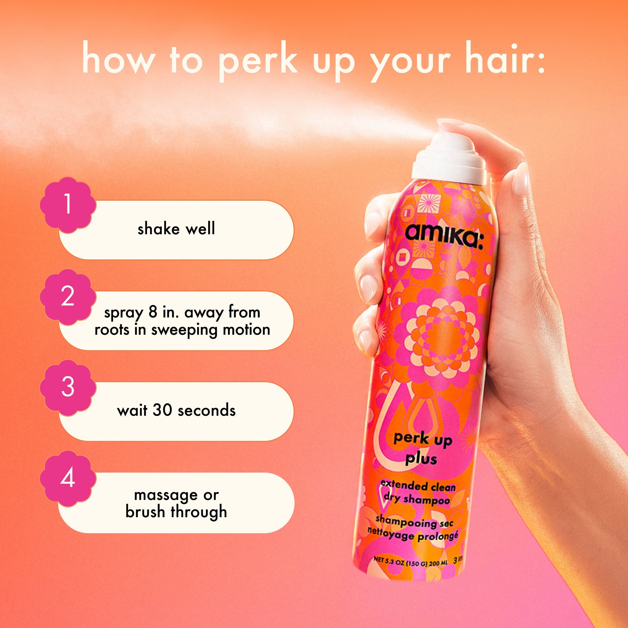 refresh, prep + mist set |  amika:aura hair + body mist, perk up plus dry shampoo, superfruit star styling oil