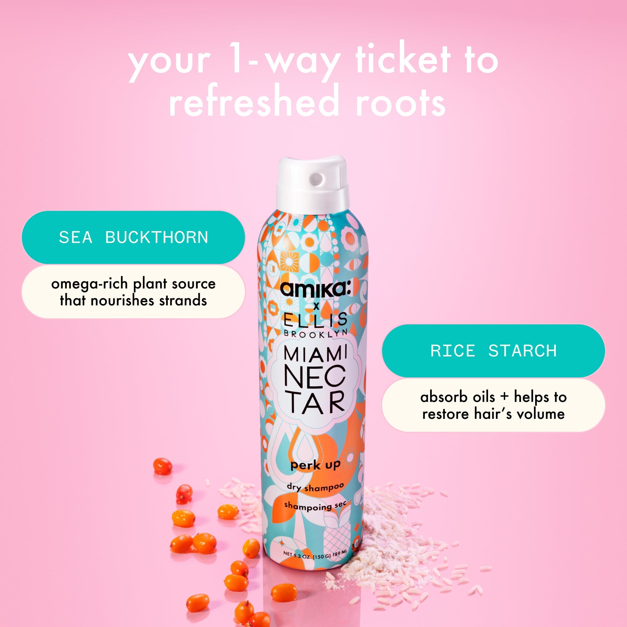 amika x Ellis Brooklyn dry shampoo | limited-edition perk up x MIAMI NECTAR fragrance