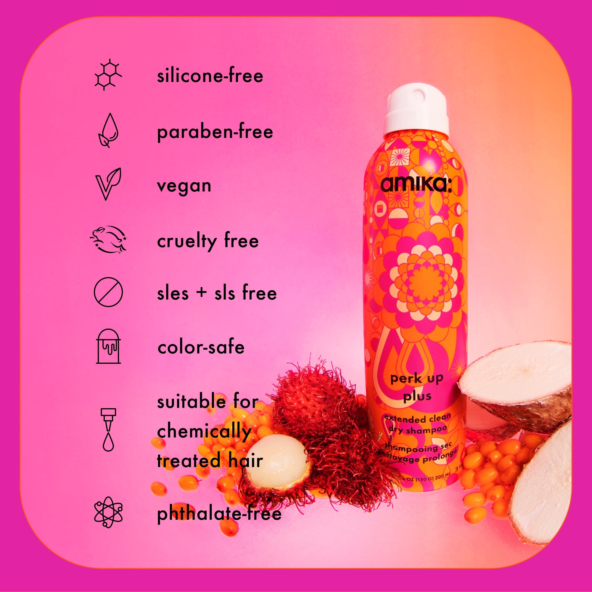 refresh, prep + mist set |  amika:aura hair + body mist, perk up plus dry shampoo, superfruit star styling oil