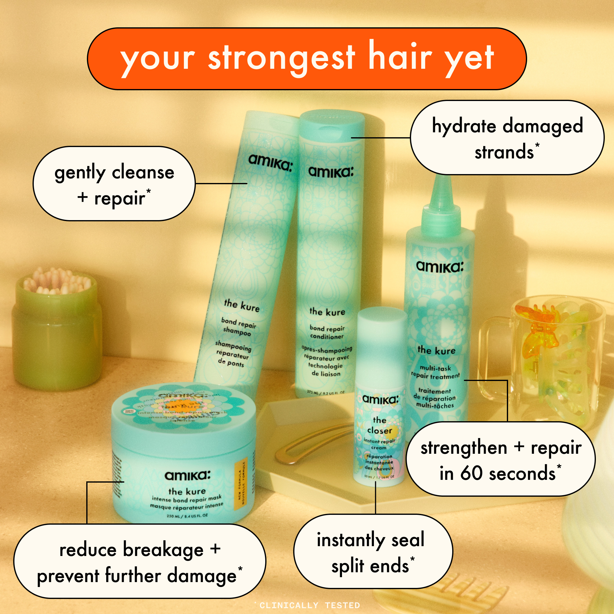 super-sized strength repair set | the kure shampoo, conditioner + multi-task treatment