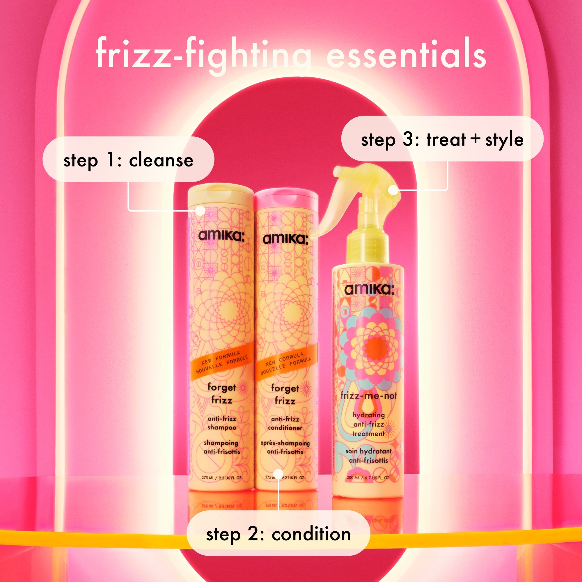super-sized frizz fighters set | anti-frizz shampoo, conditioner + treatment