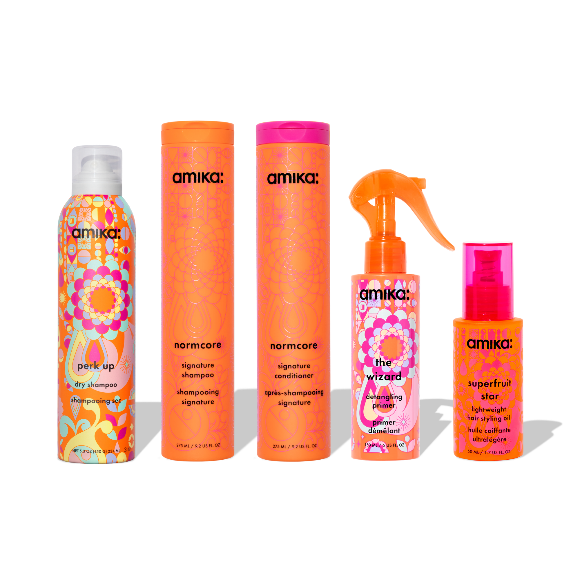 strand superheroes routine set | normcore shampoo, conditioner + superfruit star + perk up + wizard
