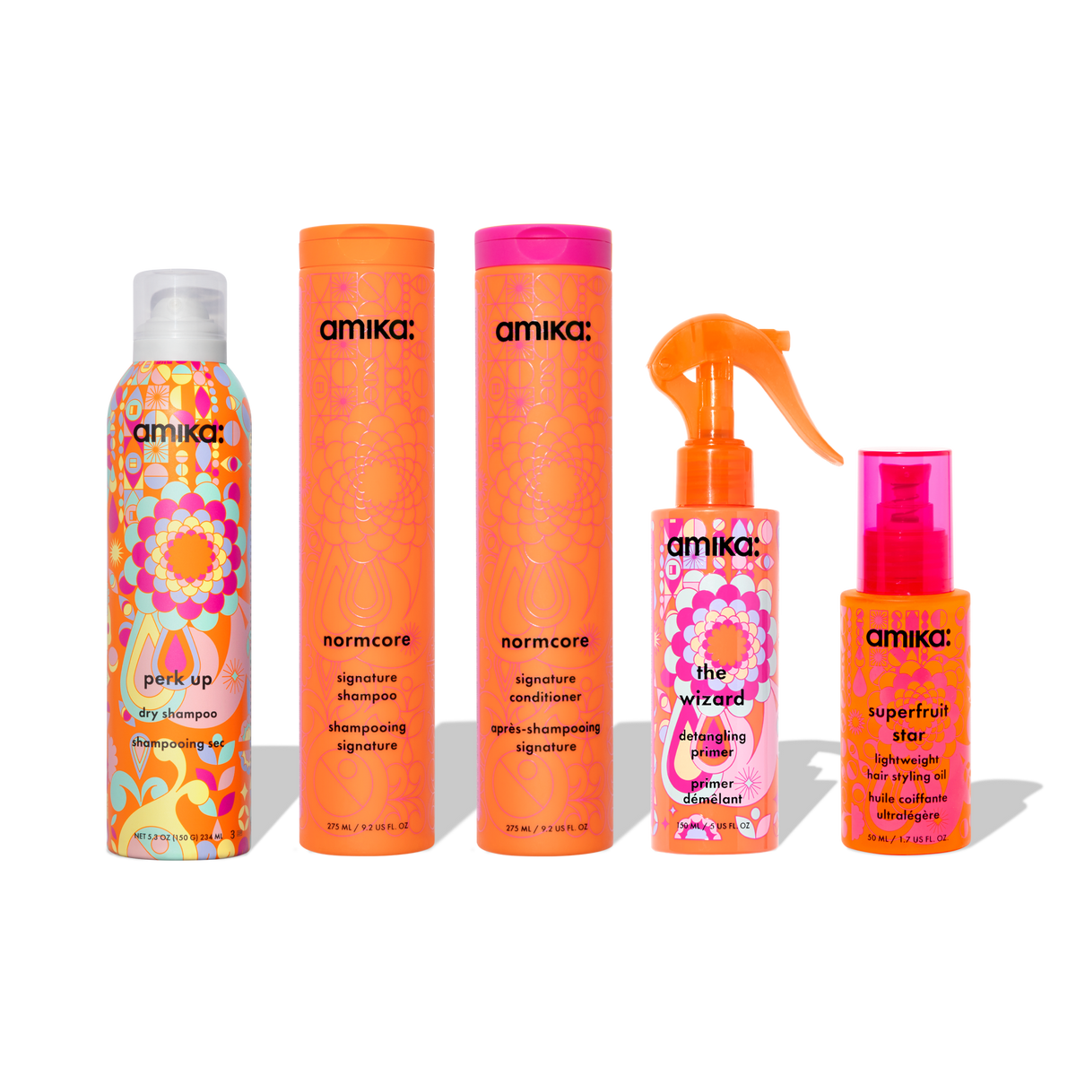 strand superheroes routine set | normcore shampoo, conditioner + superfruit star + perk up + wizard