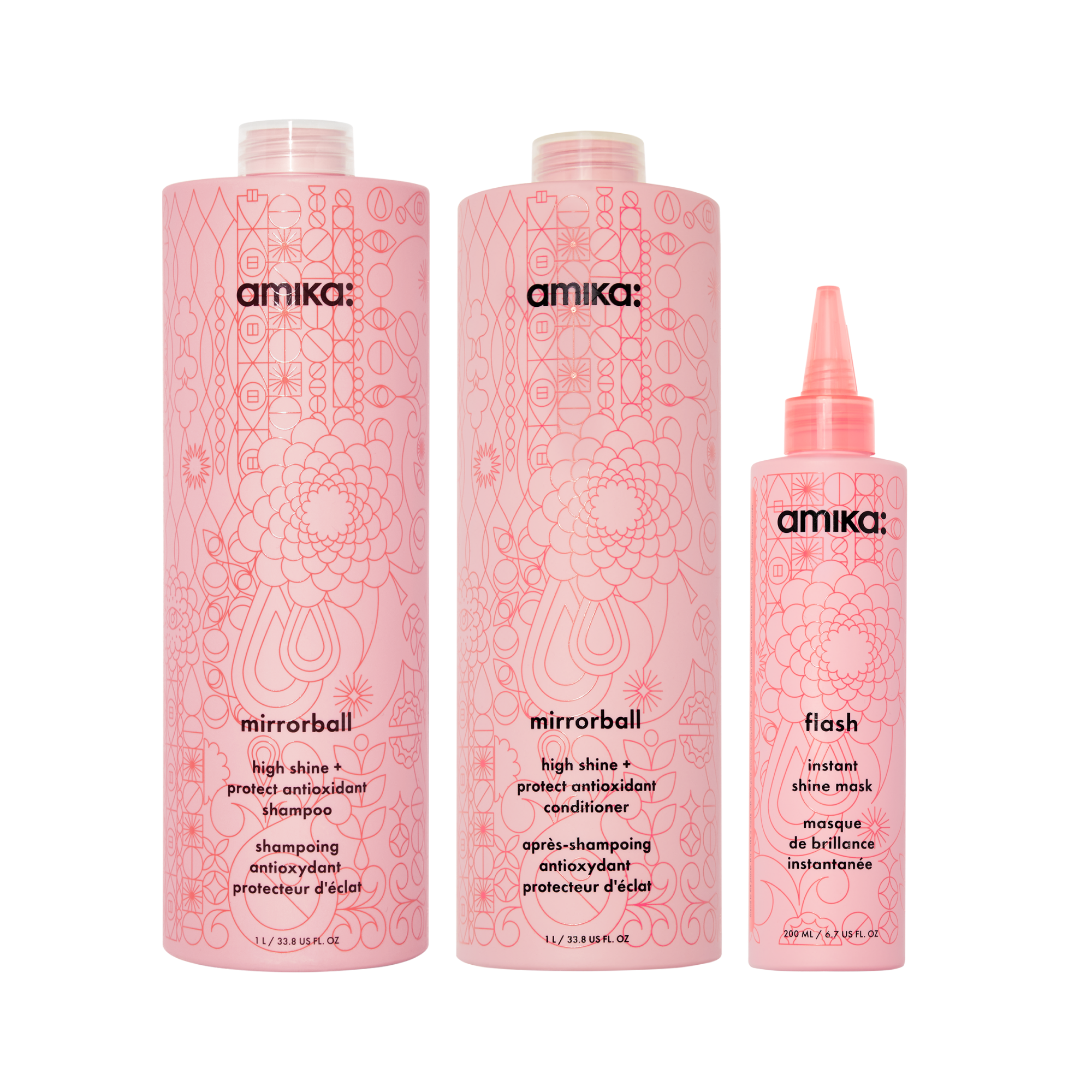 super-sized shine set | mirrorball high shine + protect antioxidant shampoo + conditioner + flash mask