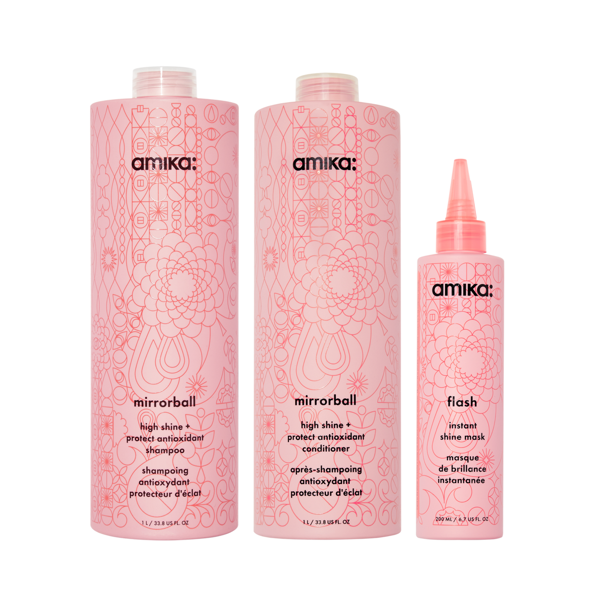super-sized shine set | mirrorball high shine + protect antioxidant shampoo + conditioner + flash mask