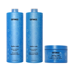 super-sized hydration set  | hydro rush intense moisture shampoo, conditioner + hair mask with hyaluronic acid